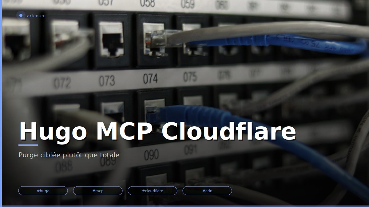 Deep-dive sur le plugin Cloudflare de hugo-mcp v2.0 : modes full/partial/smart, calcul du graphe d'invalidation (home + sitemap + RSS + listings), économie de ~95% du cache CDN à chaque modification. Mesures en production et pièges rencontrés. /images/hugo-mcp-plugin-cloudflare-featured.jpg