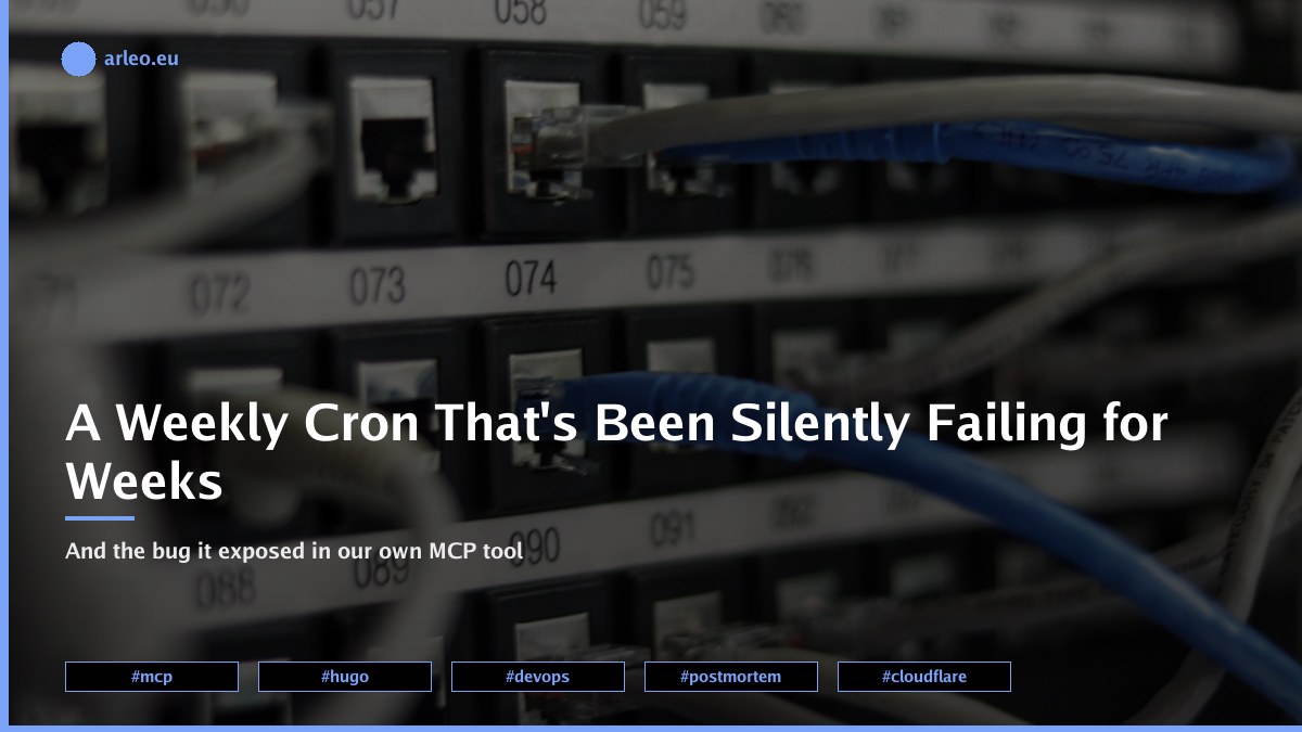 A CDN-dependency cron job failed weekly on a file-ownership conflict — and fixing it exposed a dormant bug in check_sri_versions. /images/posts/sri-cron-permission-and-minify-regex-bug-featured.jpg
